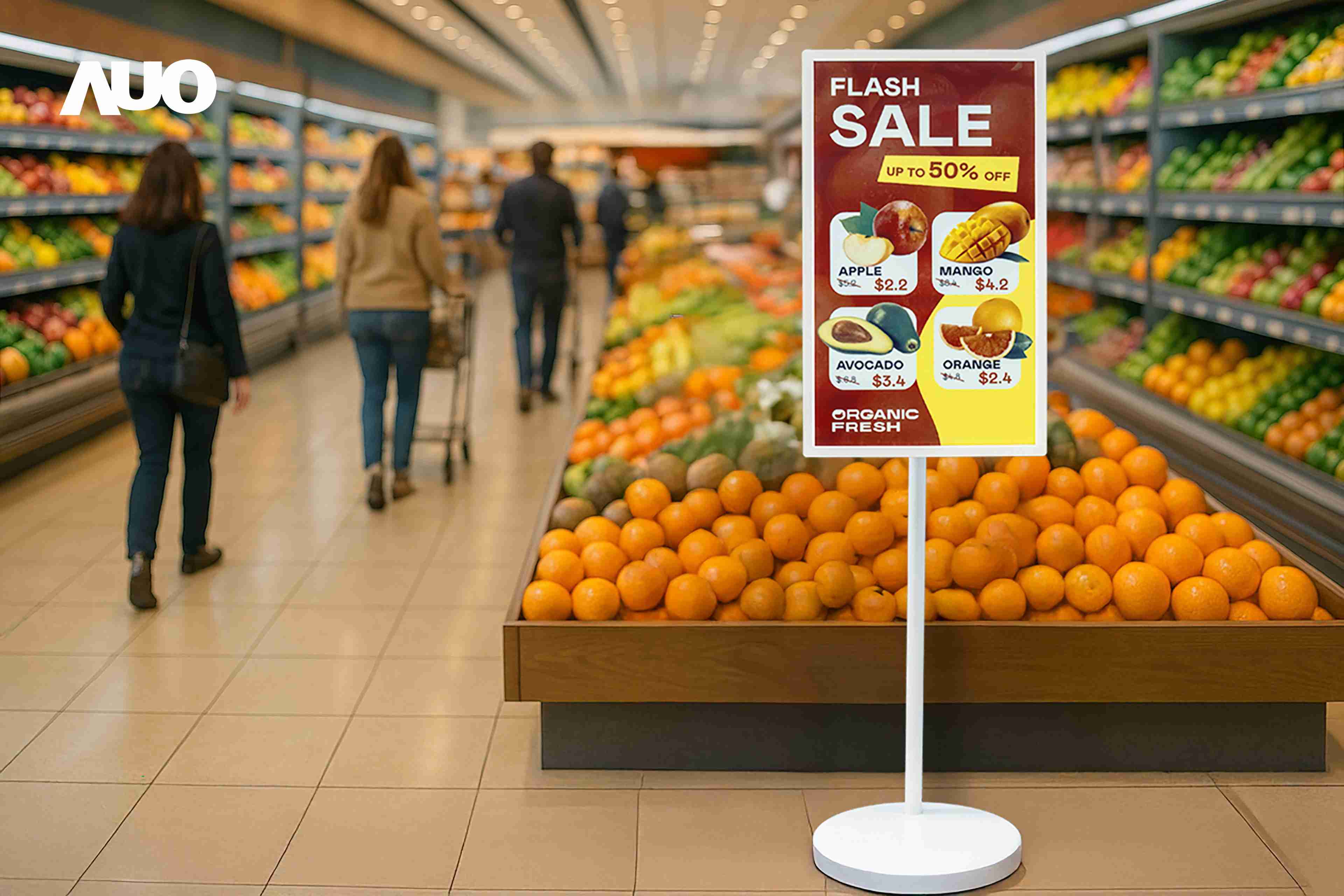 达擎首亮相低功耗、、、全彩的〝aecoPost电子纸解决方案〞，，，，仅在更新画面时需要微量的电力驱动，，，无需布建电线的便捷设计，，，，使其可灵活应用、、、、随意置放，，并可透过云端或行动装置app，，，，轻松管理及排程广告内容，，，晋升店头营销利器。。。